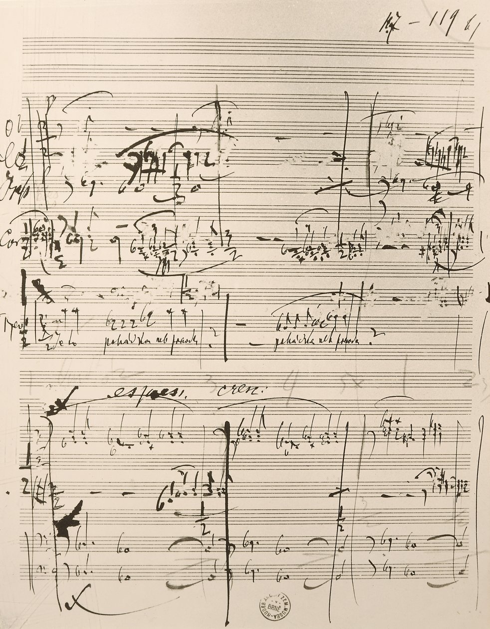 Musikalsk partitur for 'The Cunning Little Vixen' (blekk på papir) av Leos Janacek