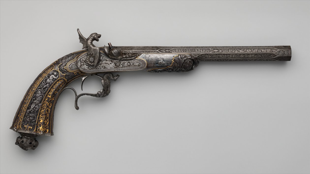 Percussion Exhibition Pistol, French, Paris, datert 1849 av Lepage Moutier