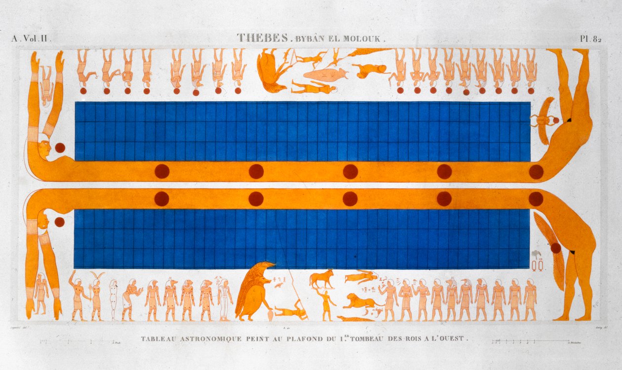 Gamle egyptiske astronomiske tabeller, c1822 av Leroy
