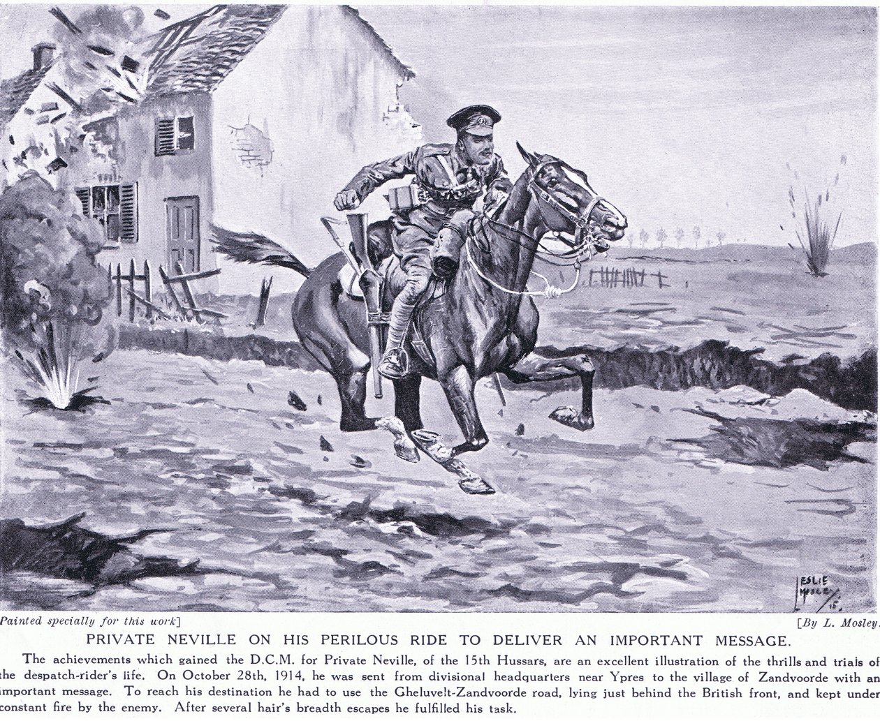 Menig Neville tildelte DCM for sin farefulle tur for å levere en viktig melding i Ypres oktober 1914 av Leslie Mosley