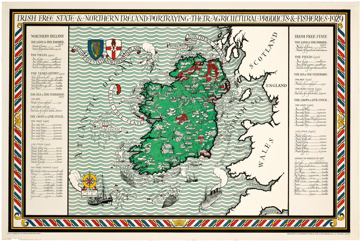 Et kart over den irske fristaten og Nord-Irland av Leslie MacDonald Gill