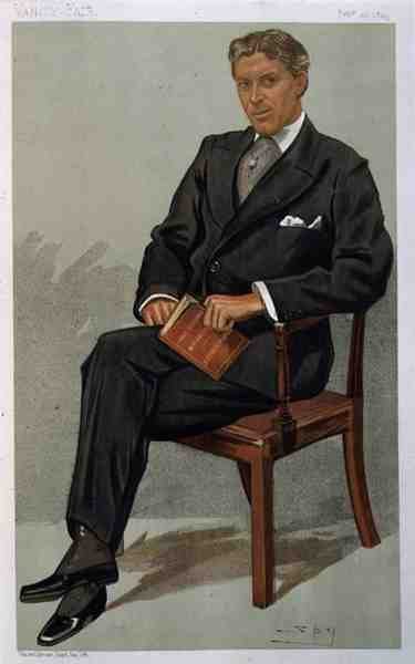 "Aubrey Tanqueray", "Spy" tegneserie av karakteren fra stykket "The Second Mrs Tanqueray" av Arthur Pinero, fra Vanity Fair, 22. februar 1894 (farge litho) av Leslie Matthew Ward