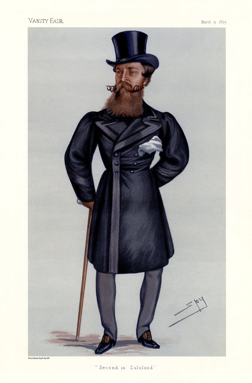 Generalmajor Henry Hope Crealock - portrett stående med stokk og topphatt av Leslie Matthew (1851 1922) Ward