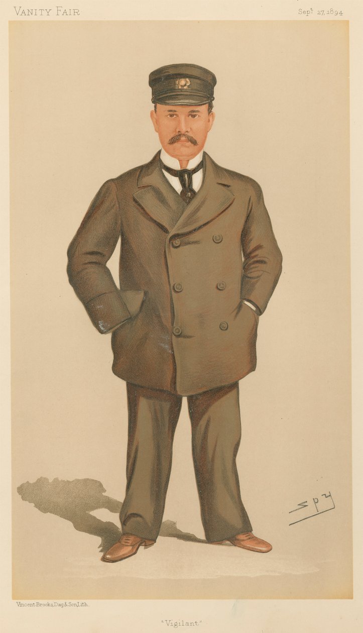 Vanity Fair: Yachting devotees; 'Våkent', Mr. George Jay Gould, 27. september 1894 av Leslie Matthew Spy Ward