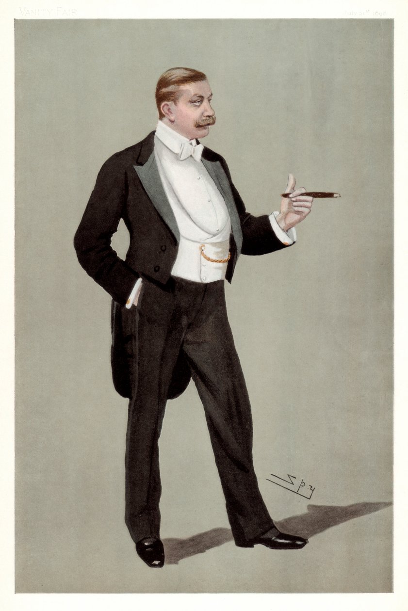 En tysk attache, baron Hermann von Eckardstein, tysk diplomat, 1898. av Leslie Matthew Ward