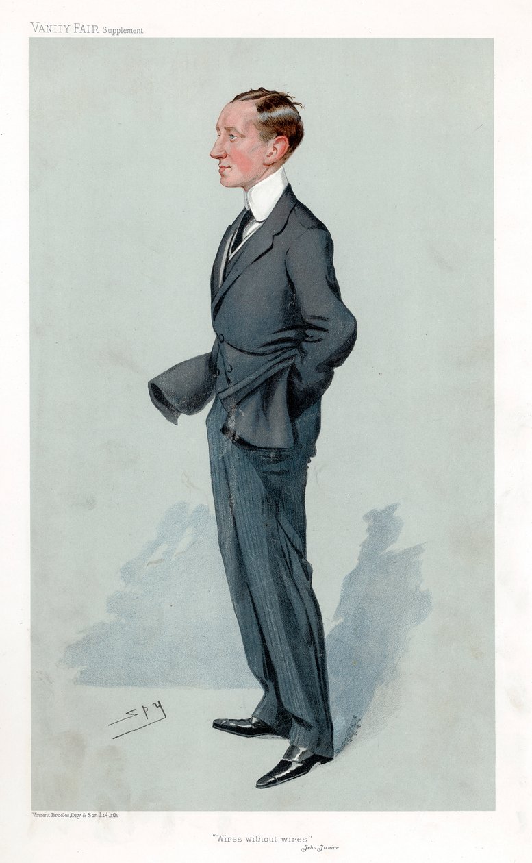 Guglielmo Marconi, italiensk fysiker og oppfinner og pioner innen trådløs telegrafi av Leslie Matthew Ward