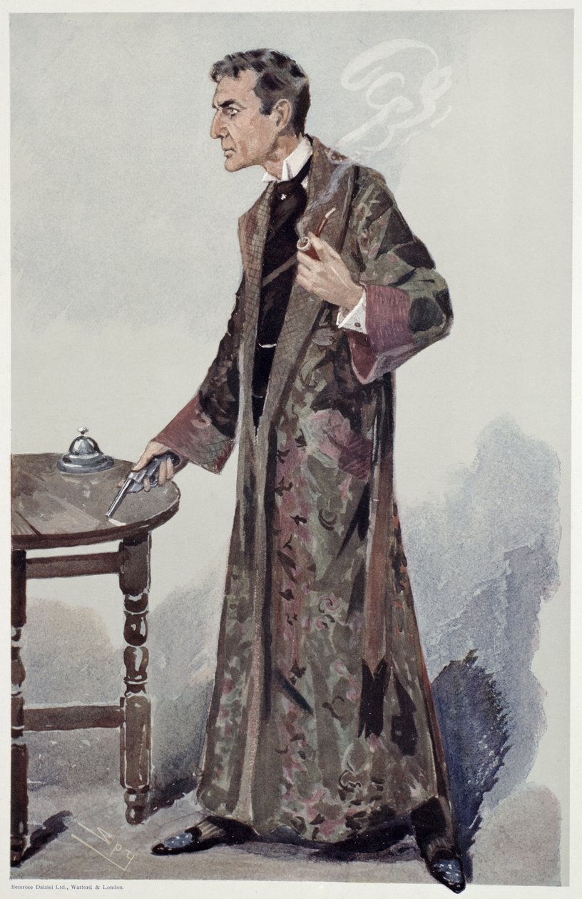 Sherlock Holmes, tegneserie fra Vanity Fair av skuespilleren William Gillette, 1907 av Leslie Matthew Ward