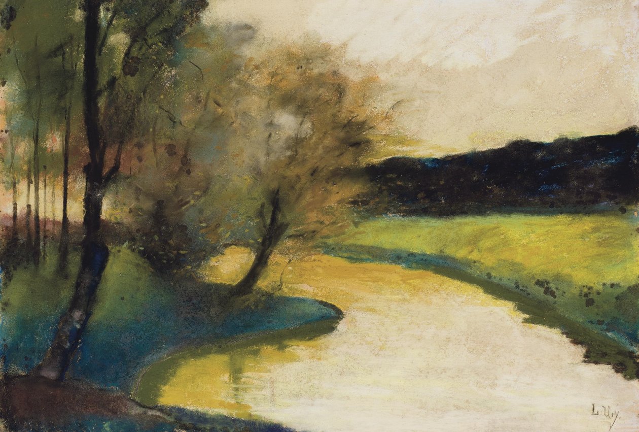 Høststrømlandskap i kveldslyset av Lesser Ury