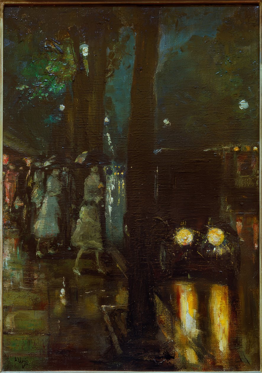 Nattscene på Kurfürstendamm med utsikt mot .. av Lesser Ury