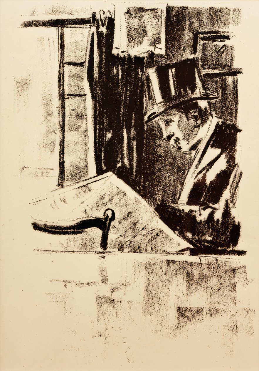 Avisleser med sylinder av Lesser Ury