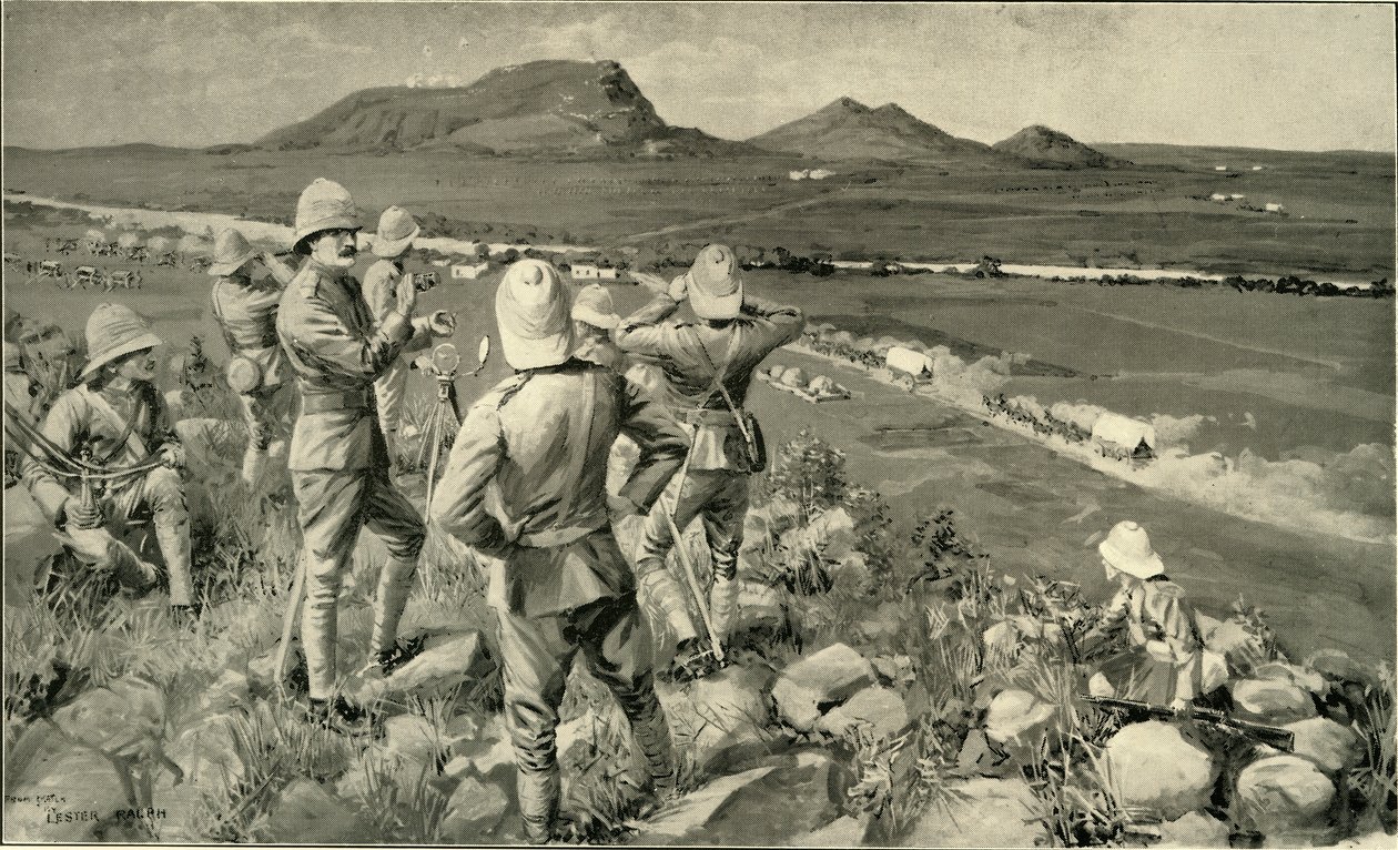 Fighting Mac and the Highland Brigade in Action på Koodoesberg', 1900. av Lestor Ralph