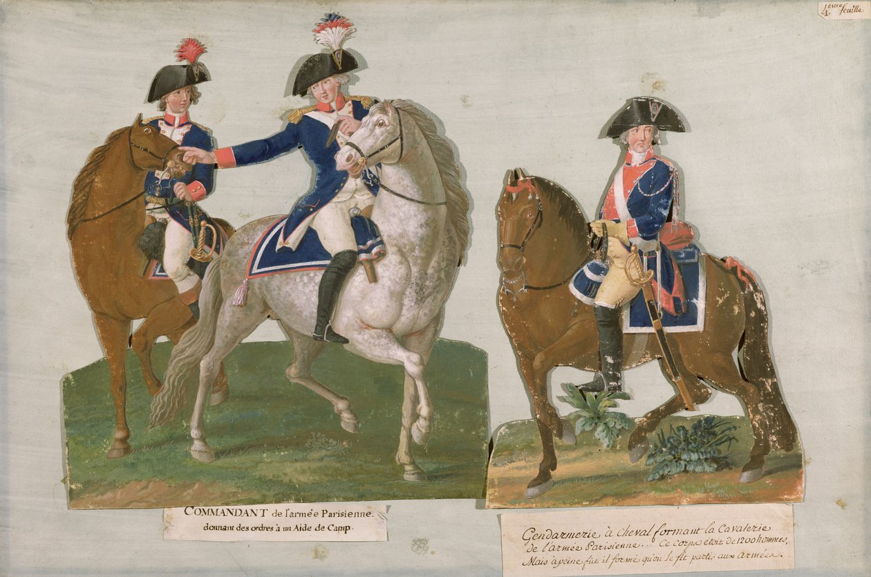 Hærsjef og en offiser for det monterte politiet (gouache på kort) av Lesueur Brothers