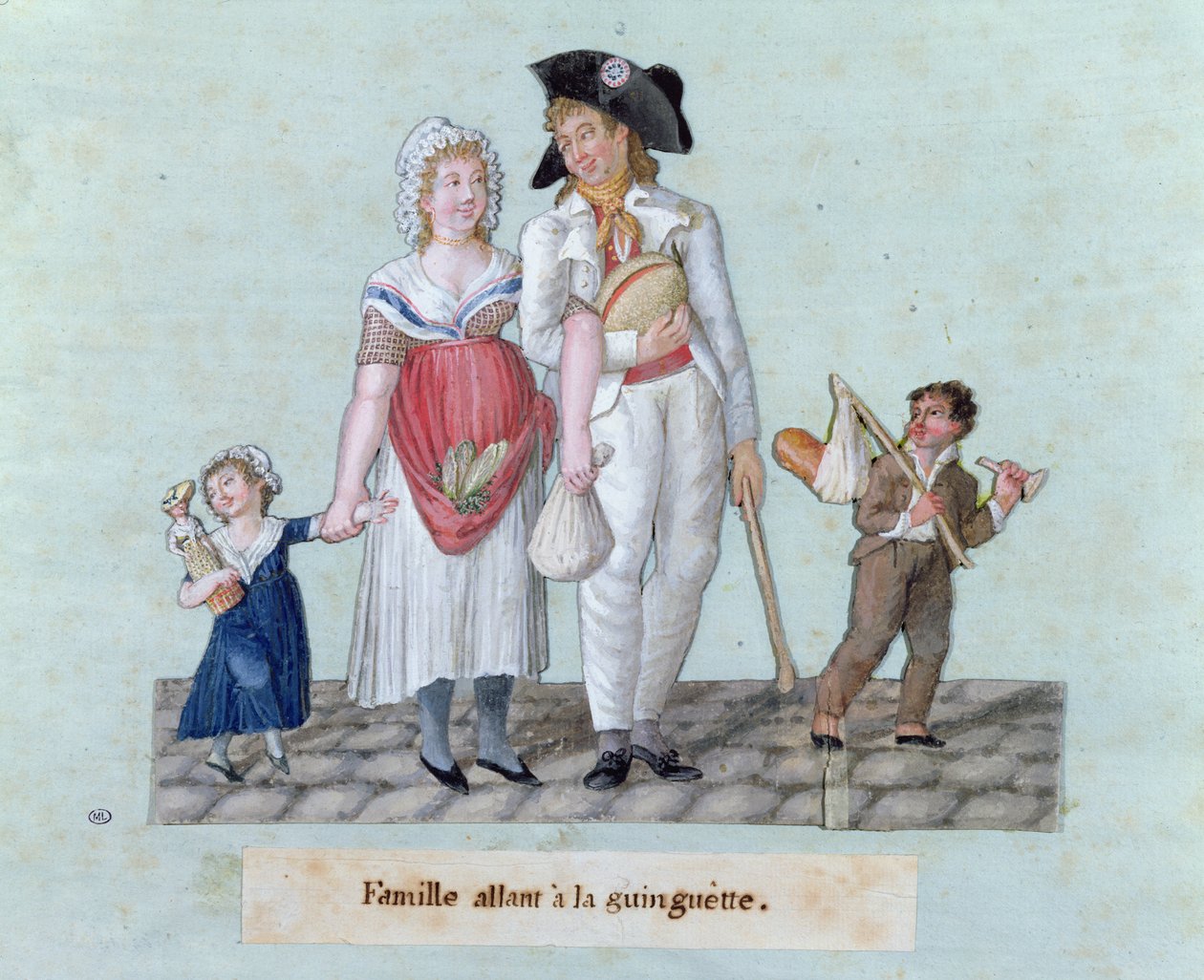 Familie på vei til "Guinguette" av Lesueur Brothers