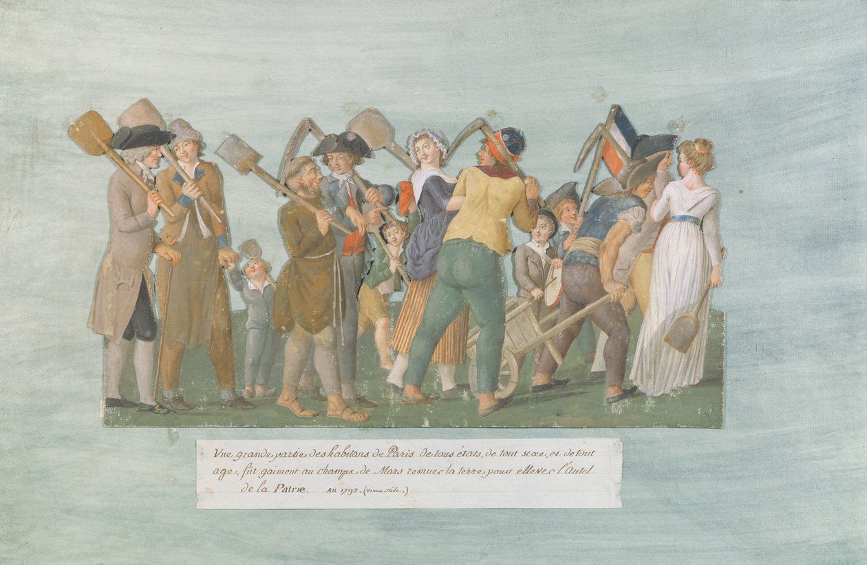 Fol.31 Pariserne går til Champ de Mars, 1792 (gouache på kort) av Lesueur Brothers