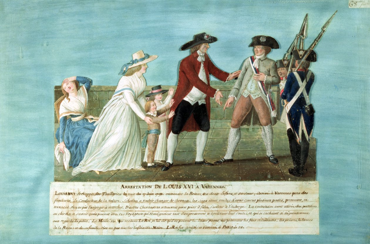 Arrestasjonen av Louis XVI og hans familie i Varennes, 21. juni 1791 av Lesueur Brothers
