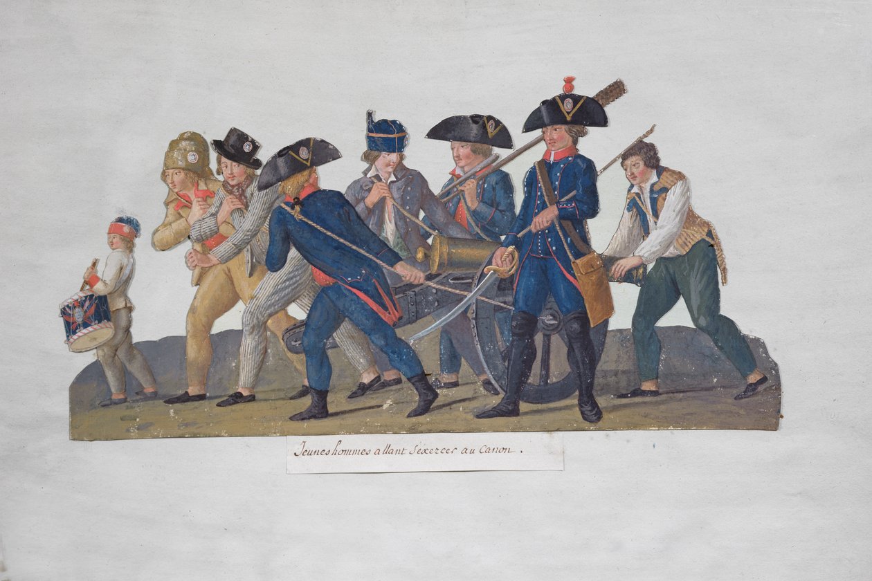 Unge menn for å øve med kanonen, ca. 1789 av Lesueur Brothers