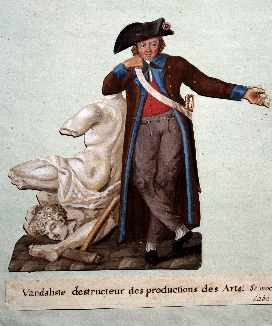 Fransk revolusjon: "en vandalist, ødelegger av kunstverk"". Gouache av Lesueur-brødrene (1700-tallet), Carnavalet-museet, Paris av Lesueur Brothers