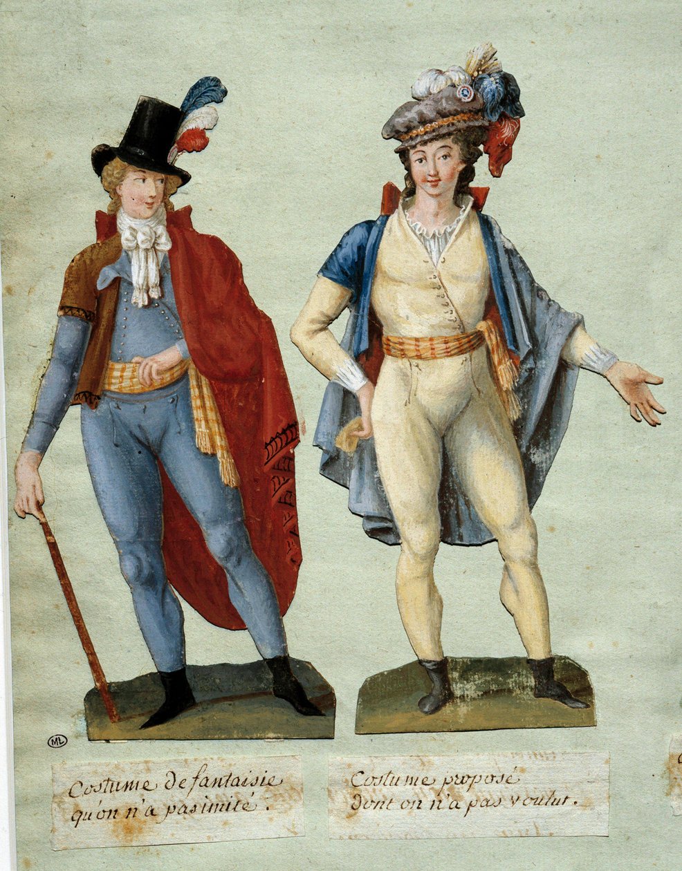 Den franske revolusjonen: kostymer til fantasy-revolusjonære som ikke har blitt etterlignet. Gouache des freres Lesueur (1700-tallet) av Lesueur Brothers