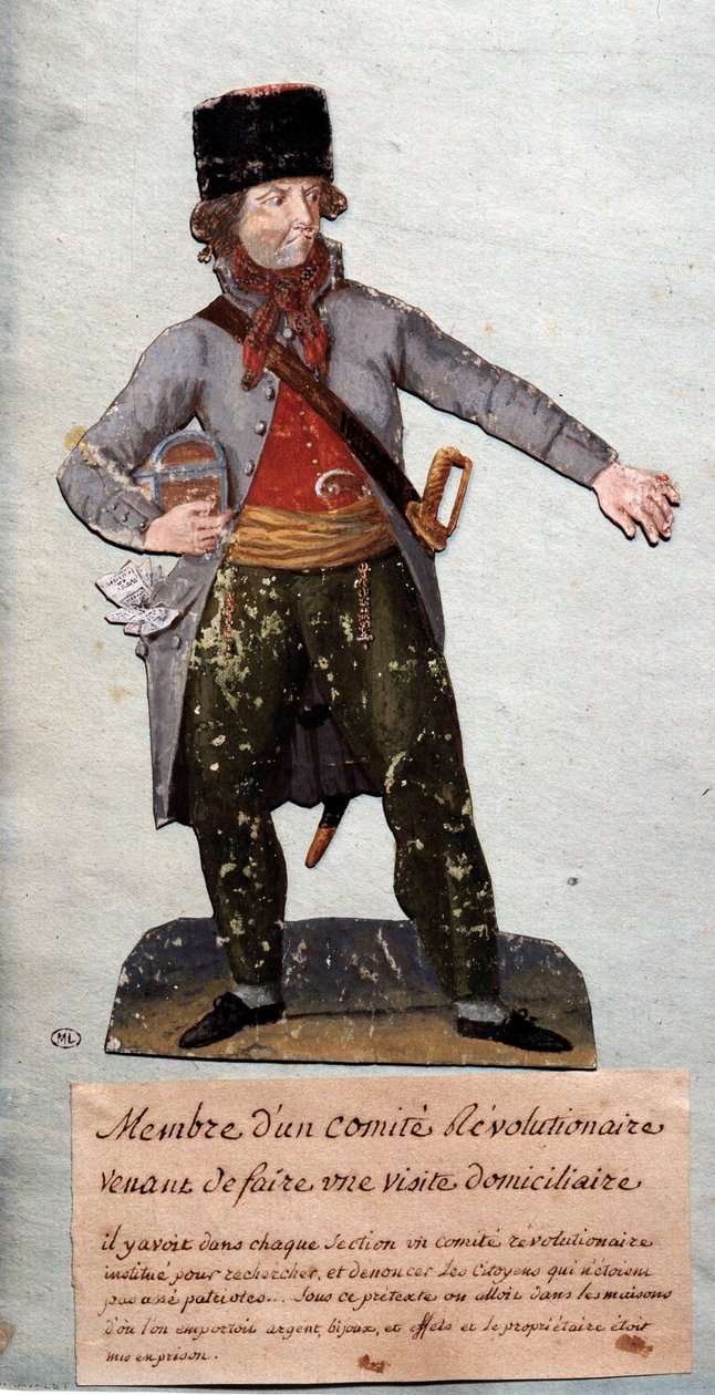 Fransk revolusjon: "" medlem av revolusjonskomiteen"" Gouache des freres Lesueur (1700-tallet). Musée Carnavalet, Paris av Lesueur Brothers
