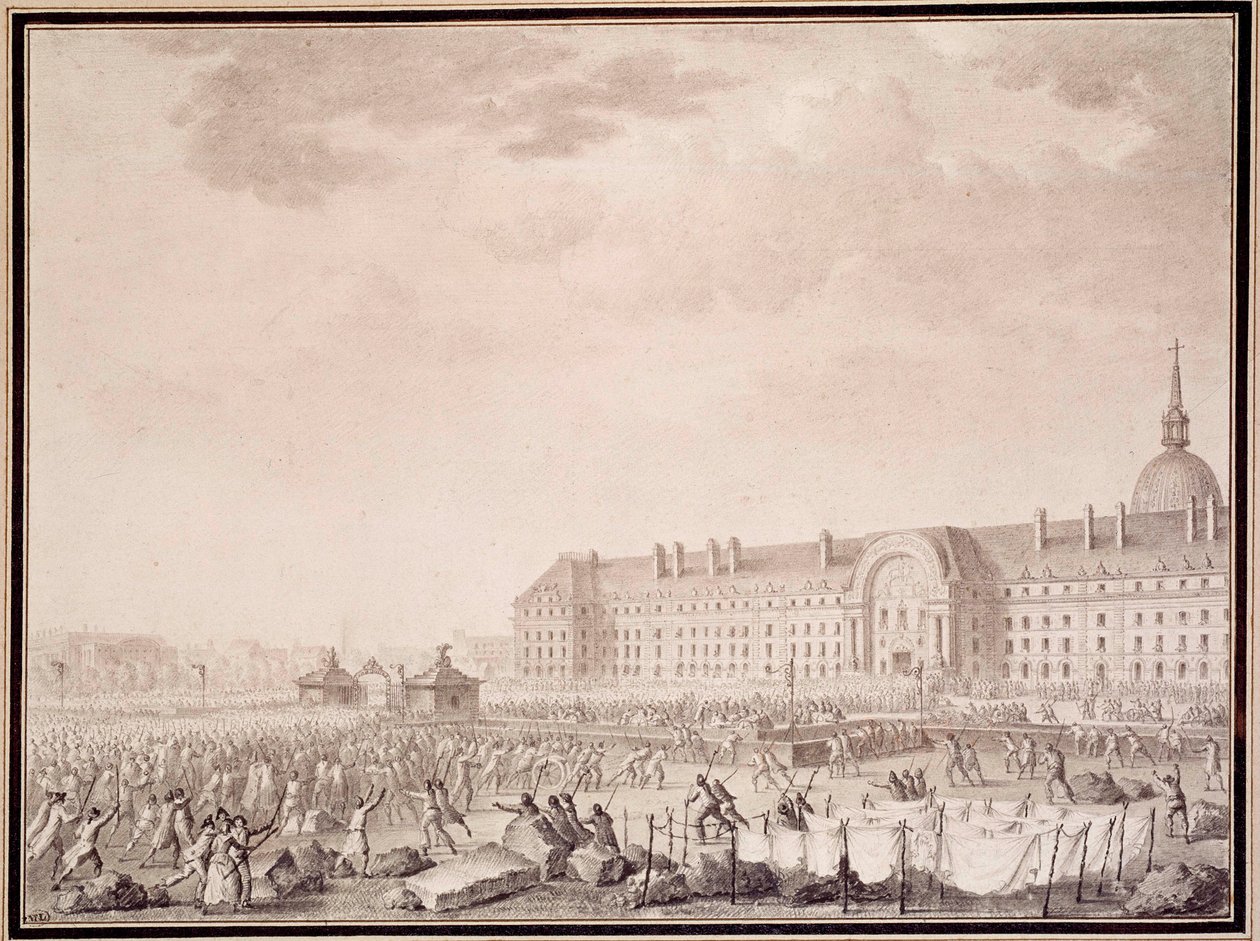Fransk revolusjon: ta til våpen ved Invalides 14/07/1789. Litografi av brødrene Lesueur (1700-tallet) av Lesueur Brothers
