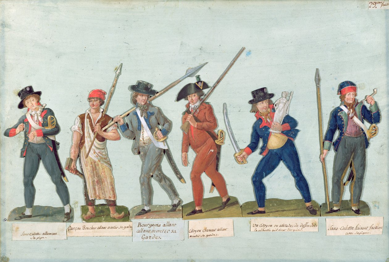 Sans Culotte Lighting his Pipe, Young Butcher, Bourgeois Going to Guard, Huntsman, Citizen Defending his Liberty, Sans Culotte Keeping Guard av Lesueur Brothers
