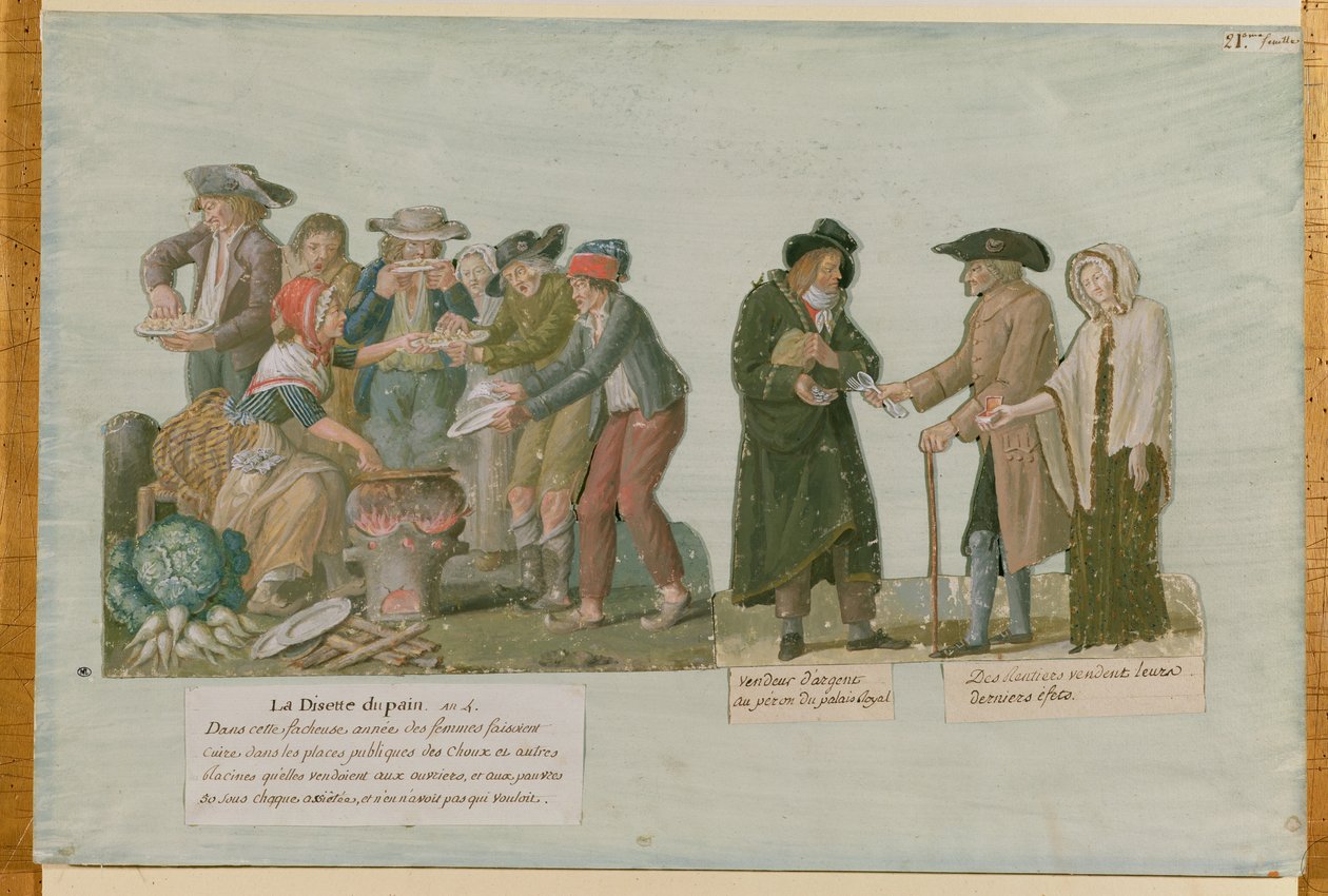 The Bread Famine and the Pantbroker (gouache på kortet) av Lesueur Brothers