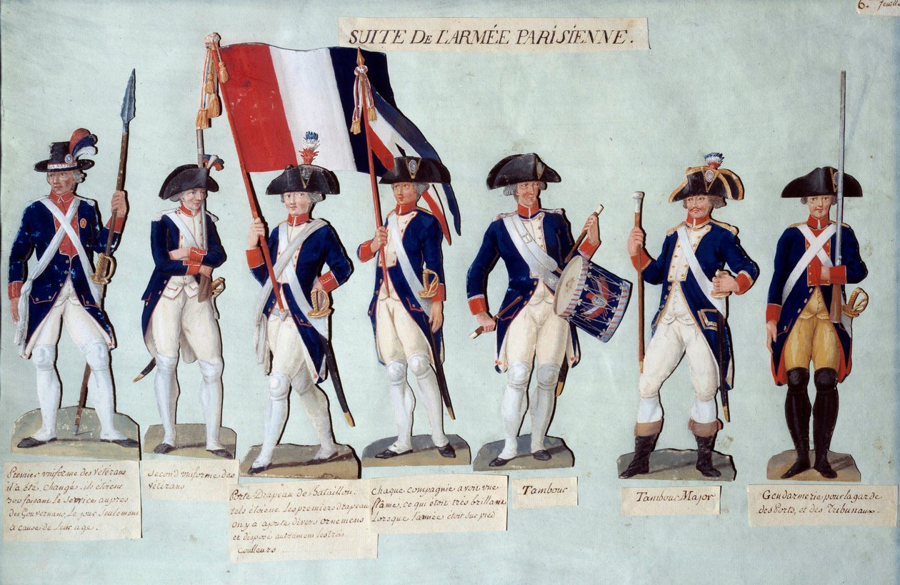 Den parisiske hæren under den franske revolusjonen Gouache des freres Lesueur (1700-tallet) av Lesueur Brothers