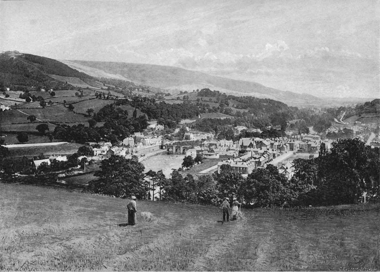 Llangollen og Crow Castle, c1896 av Lettsome and Sons