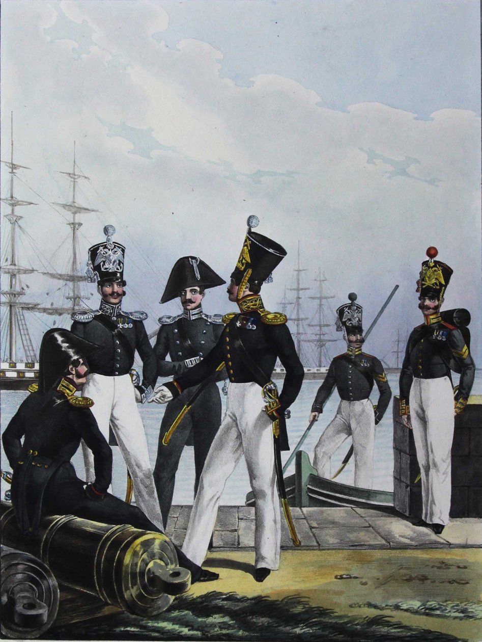 The Guards Équipage Artillery Company and Guards Cargo Company, 1829 av Lev Alexandrovich Belousov