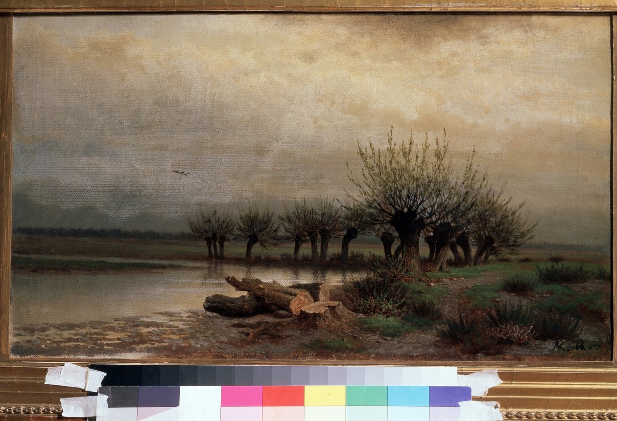 Vår (vår). Maleri av Lev Lyvovich Kamenev (1833-1886), olje på lerret av Lev Lyvovich Kamenev