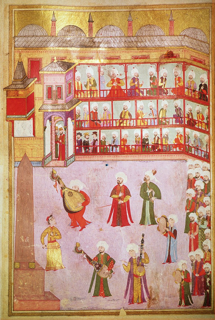 TSM H.1344 Danser og musikere som spiller på festivalen, 1582-83 av Levni