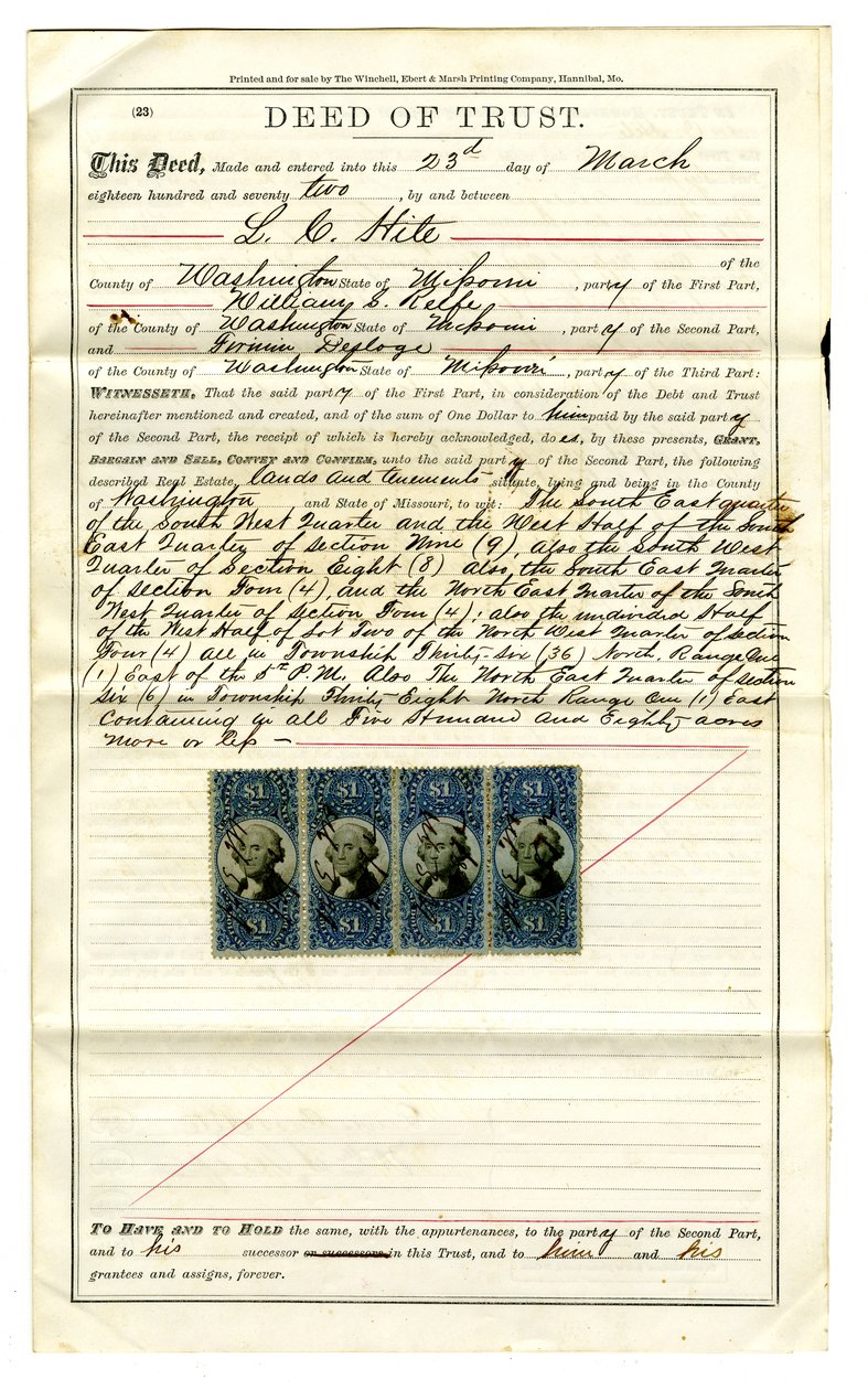 Lån fra Firmin Desloge til L.C. (Lewis Cass) Hite av Lewis Cass Hite