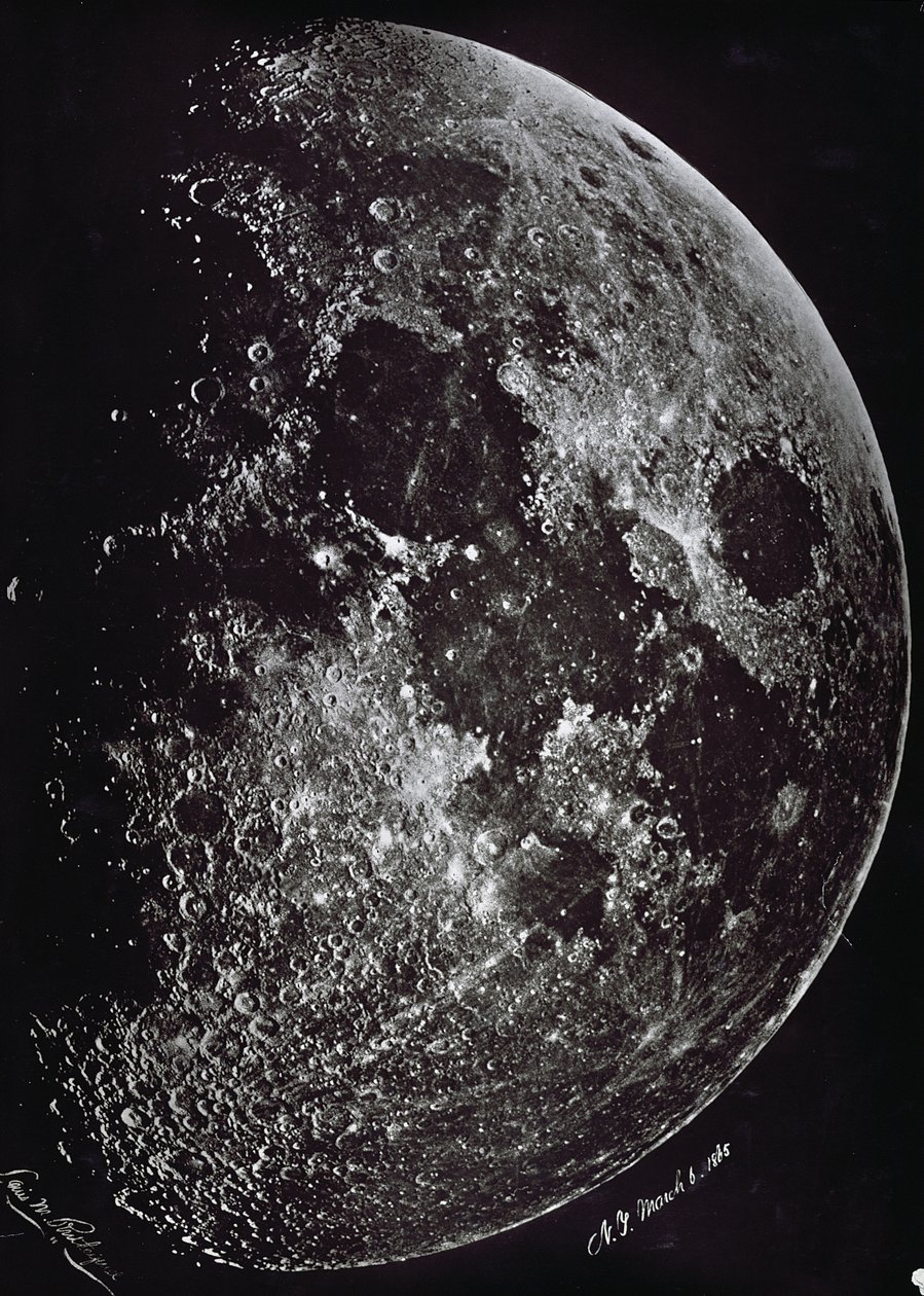 Fotografi av månen i 1865 av Lewis M. Rutherford