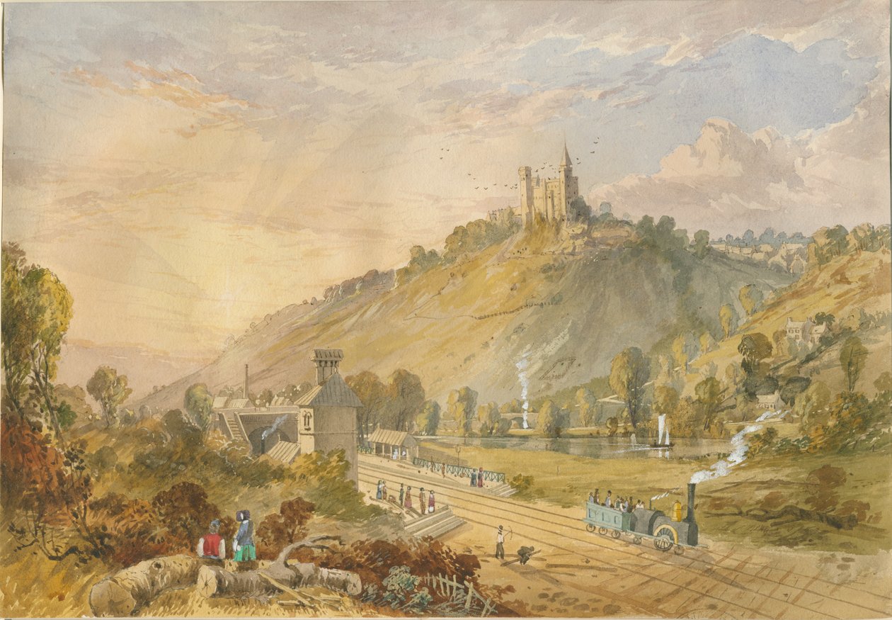 Alton - Fra jernbanestasjonen: vannfargemaling, nd [c1830-1840] av Lewis John Wood