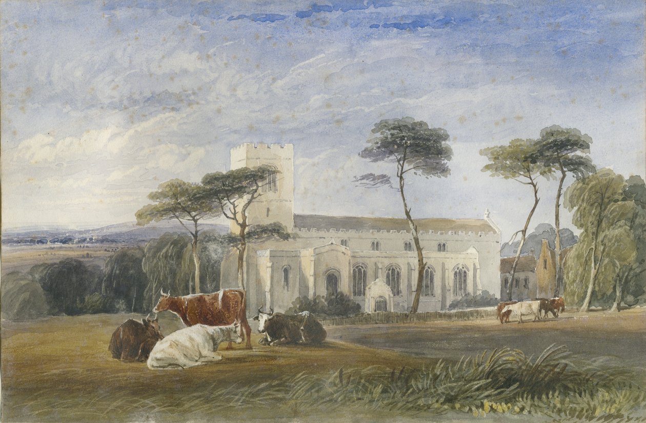 Biddulph Church: akvarellmaleri, og [c 1830-1840] av Lewis John Wood