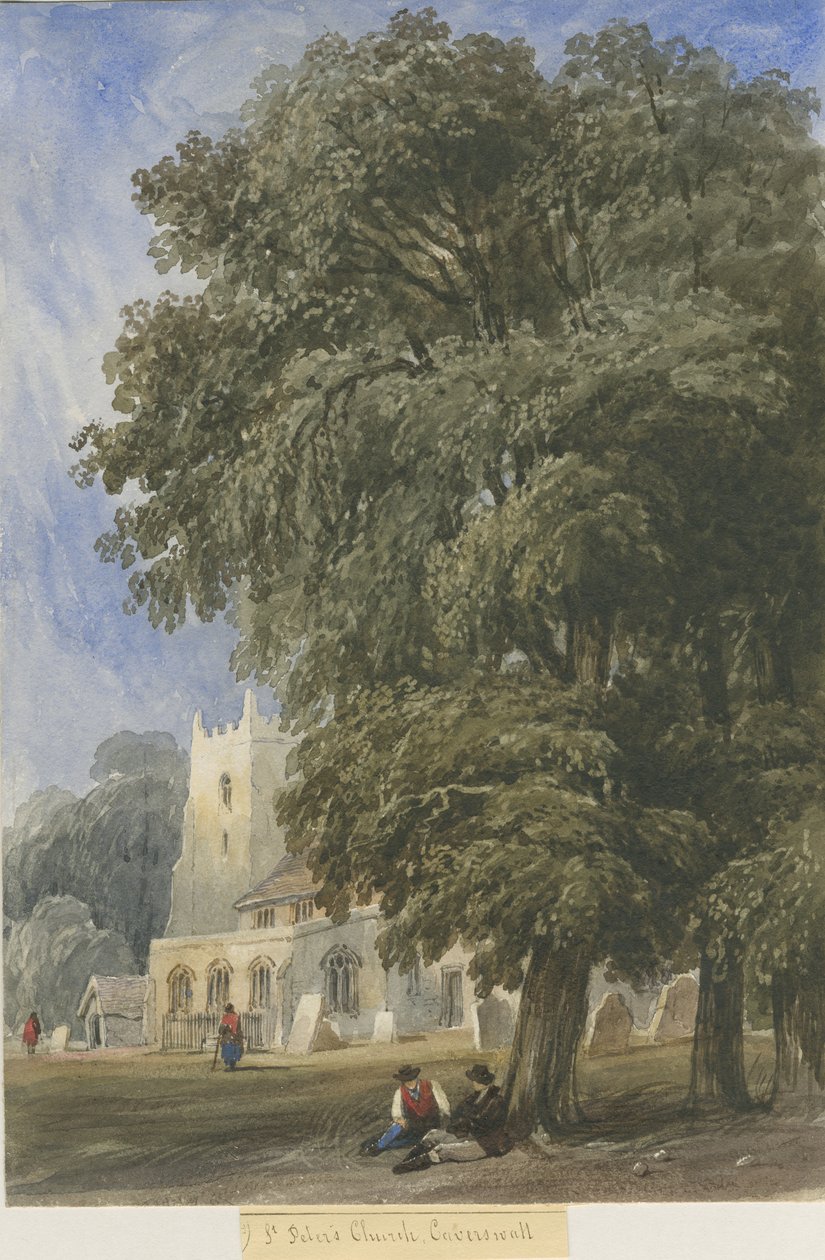 Caverswall Church: akvarellmaleri, og [c 1830-1840] (maleri) av Lewis John Wood
