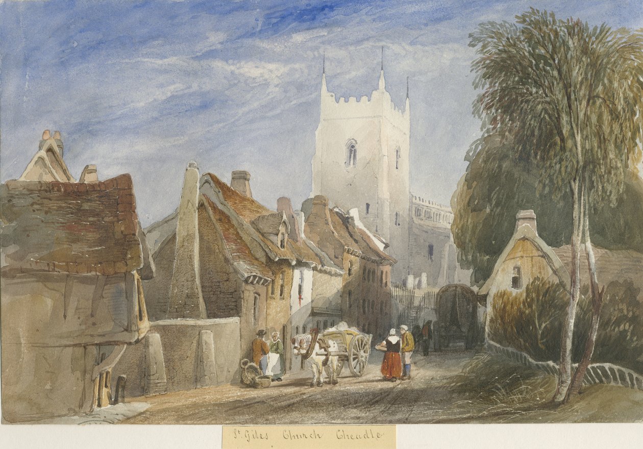 Cheadle Church: vannfargemaleri, nd [c1830-1840] av Lewis John Wood
