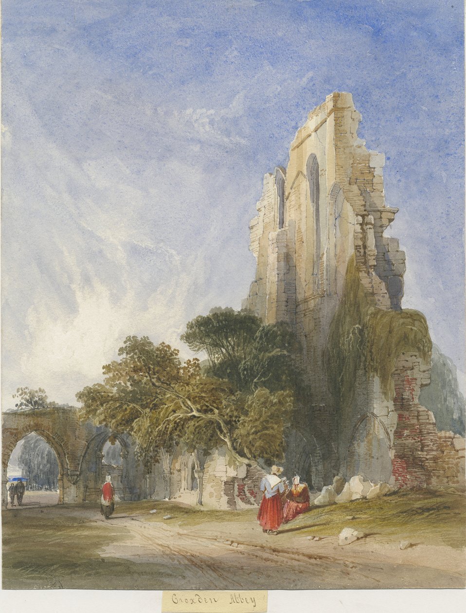 Croxden Abbey: vannfargemaleri, nd [c1830-1840] (maleri) av Lewis John Wood