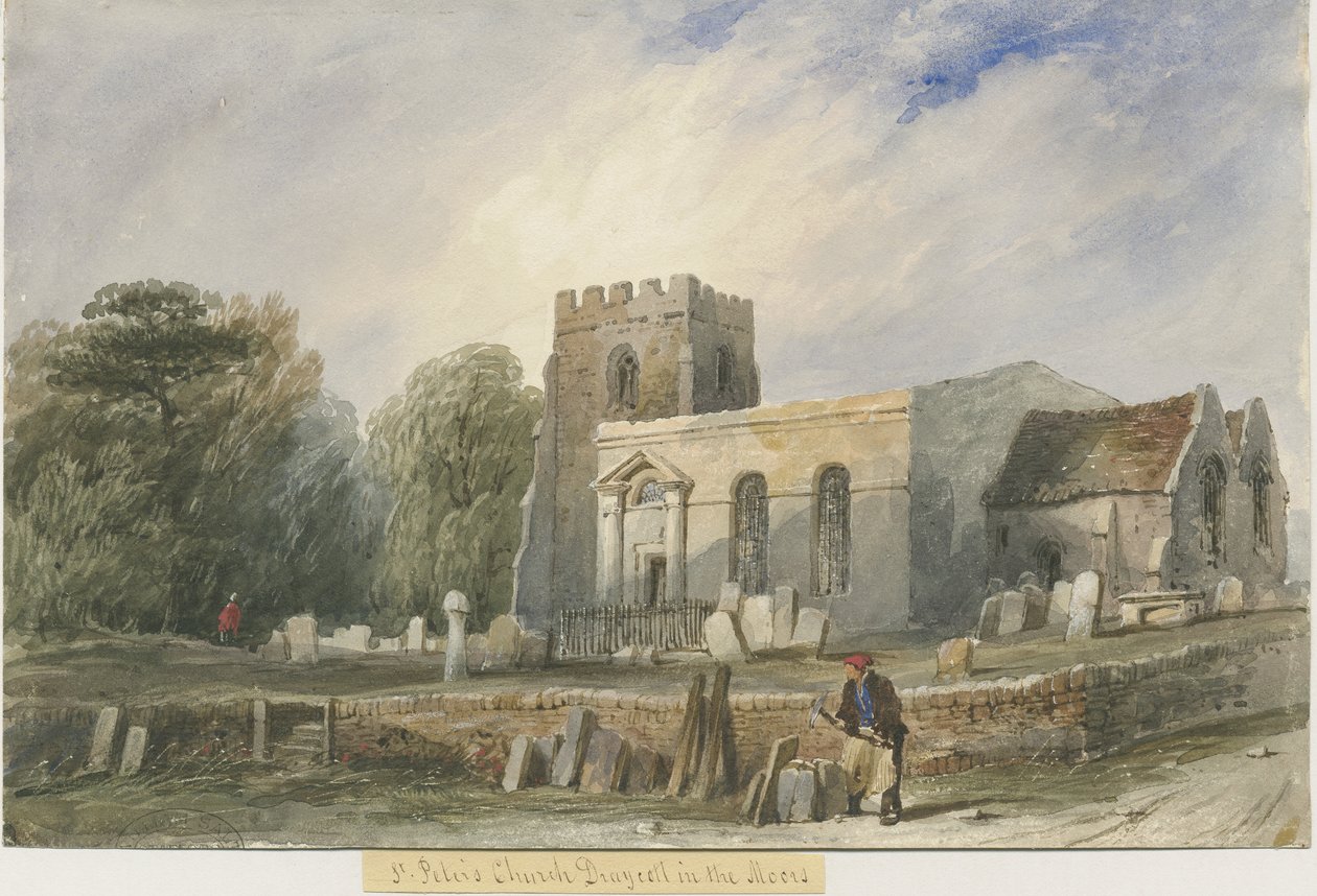 Draycott in the Moors Church: vannfargemaleri, nd [?1800-tallet] av Lewis John Wood