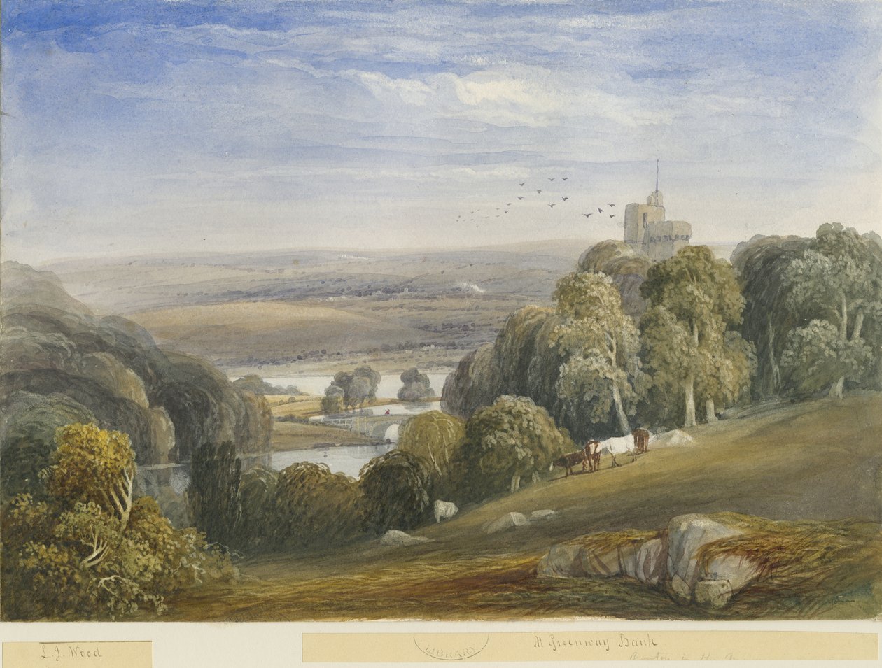 Greenway Bank - Lake: akvarellmaling, og [c 1830-1840] av Lewis John Wood