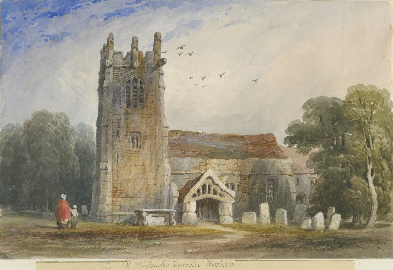 Horton Church: vannfargemaleri, nd [c1840] av Lewis John Wood