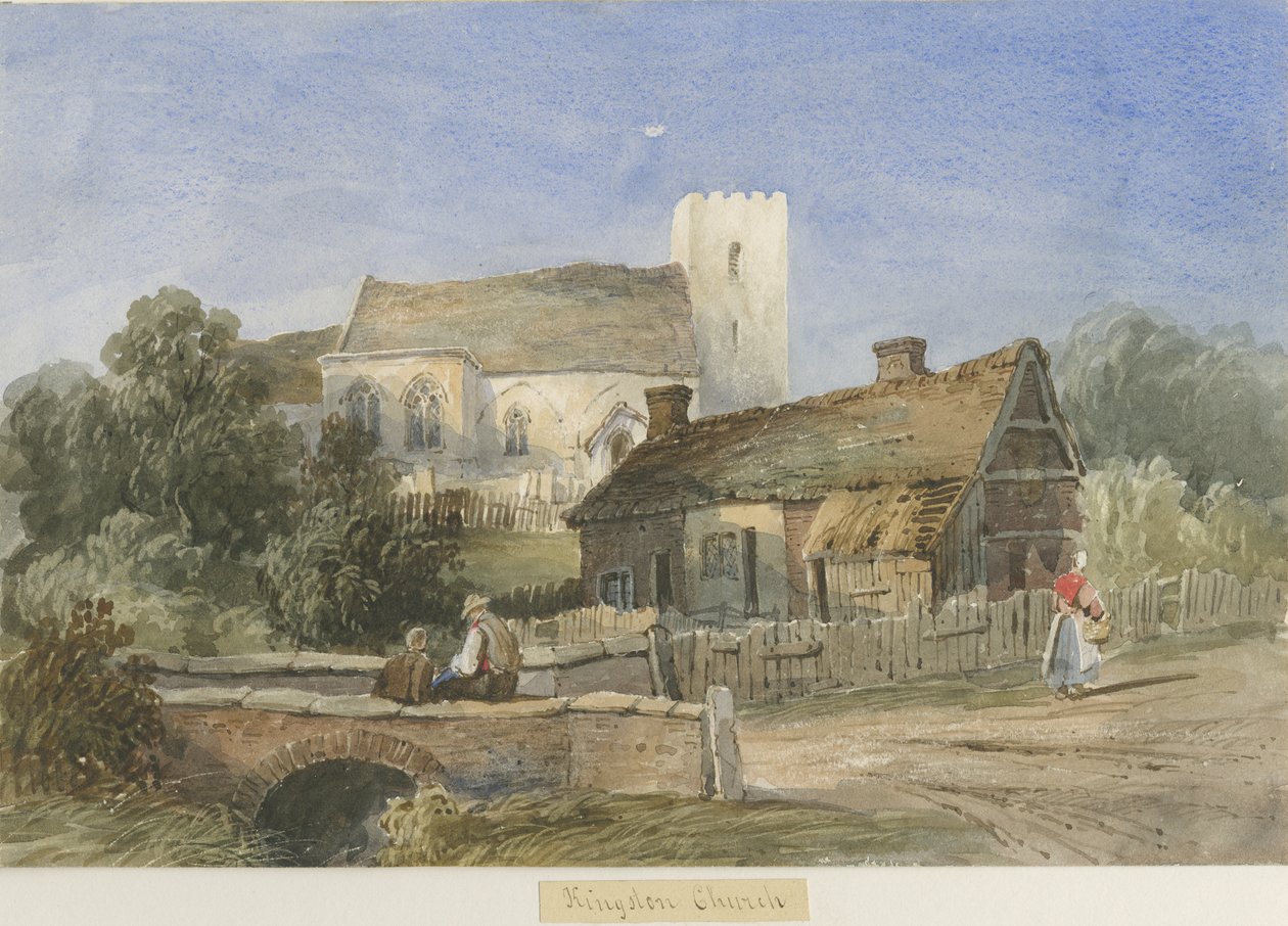 Kingstone Church: akvarellmaling, og [c 1830-1840] av Lewis John Wood