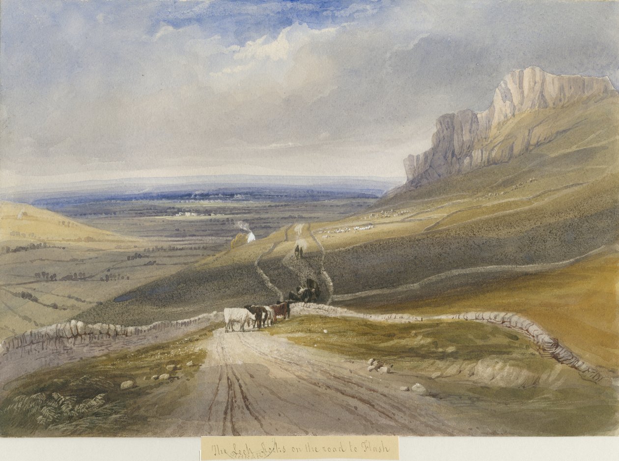 Purre - Rocks on the road to Flash: vannfargemaleri, nd [c1830-1840] av Lewis John Wood