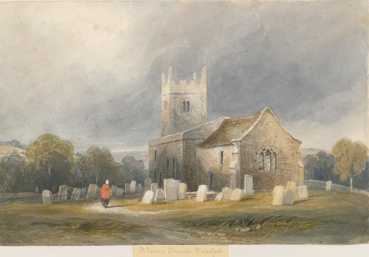 Waterfall Church: akvarellmaling, og [c 1830-1840] av Lewis John Wood