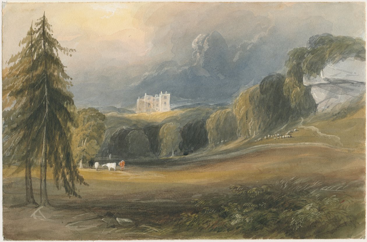 Wootton Lodge: akvarellmaleri, og [c 1830-1840] av Lewis John Wood