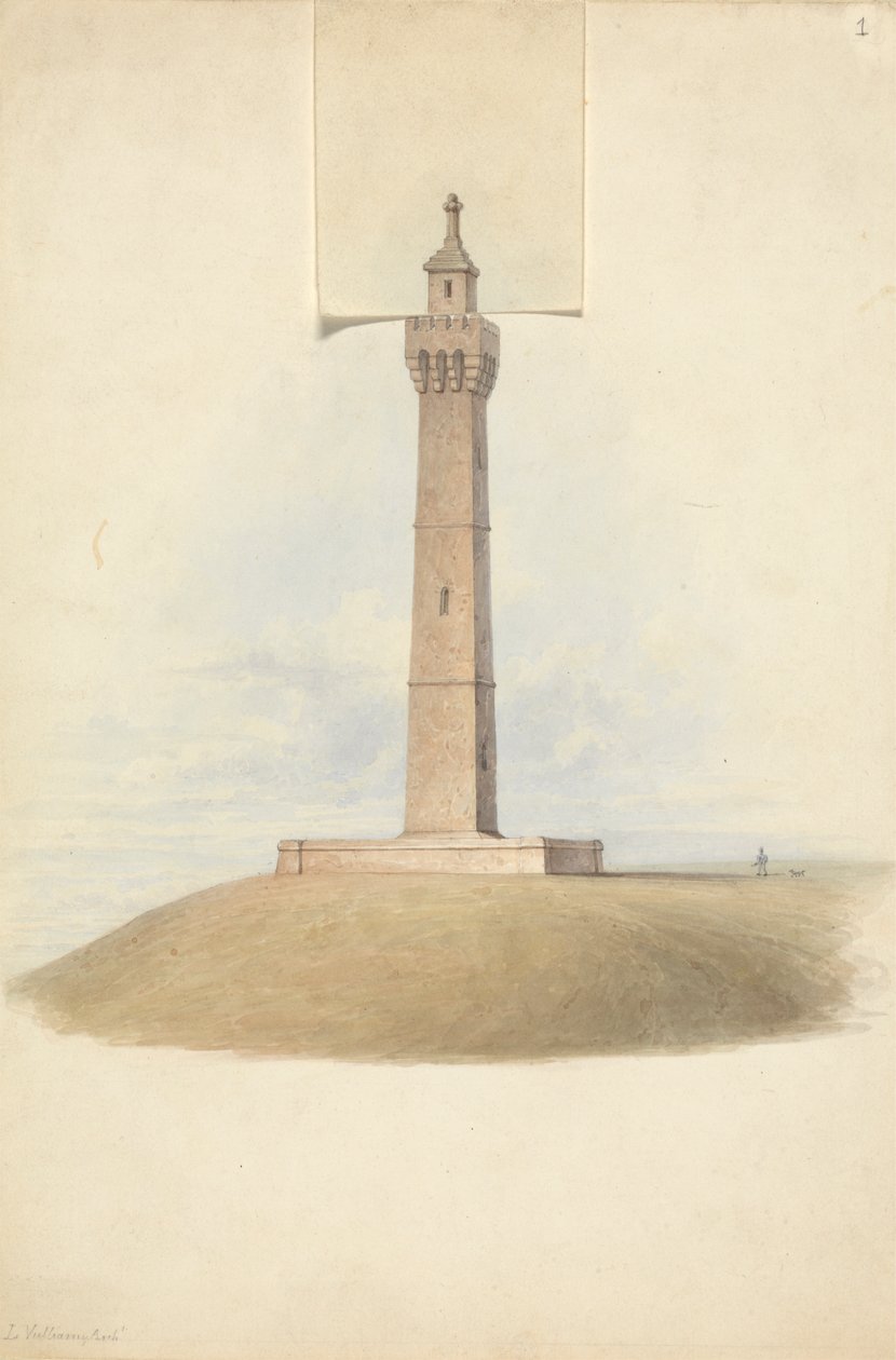 Variant design for Somerset Monument: Elevation av Lewis Vulliamy