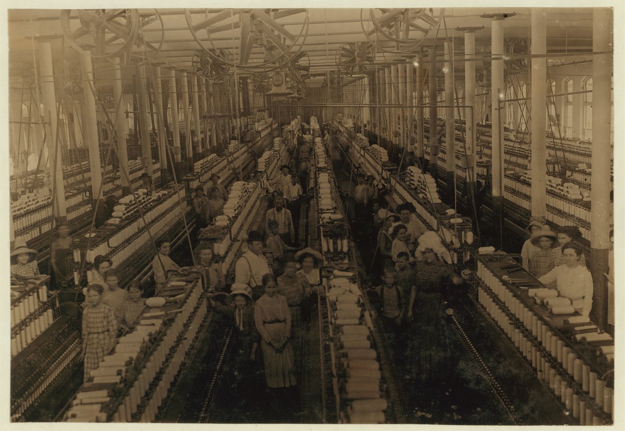 Barn som jobber i spinningrommet på Magnolia Cotton Mills, Mississippi, 1911 av Lewis Wickes Hine
