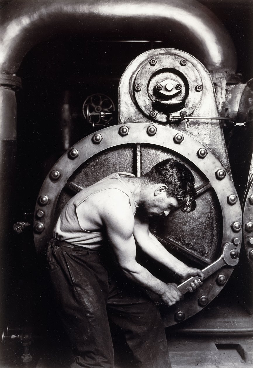 Powerhouse Mekaniker, ca. 1924; av Lewis Wickes Hine