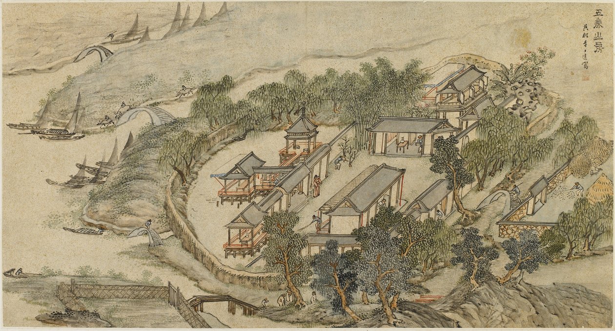 The Five Deer Hermitage, tidlig på 1600-tallet. av Li Shida