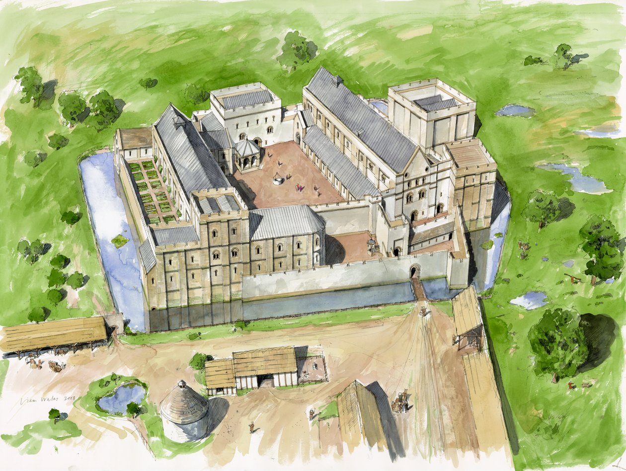 Luftfoto fra sør, Wolvesey Castle, Old Bishop